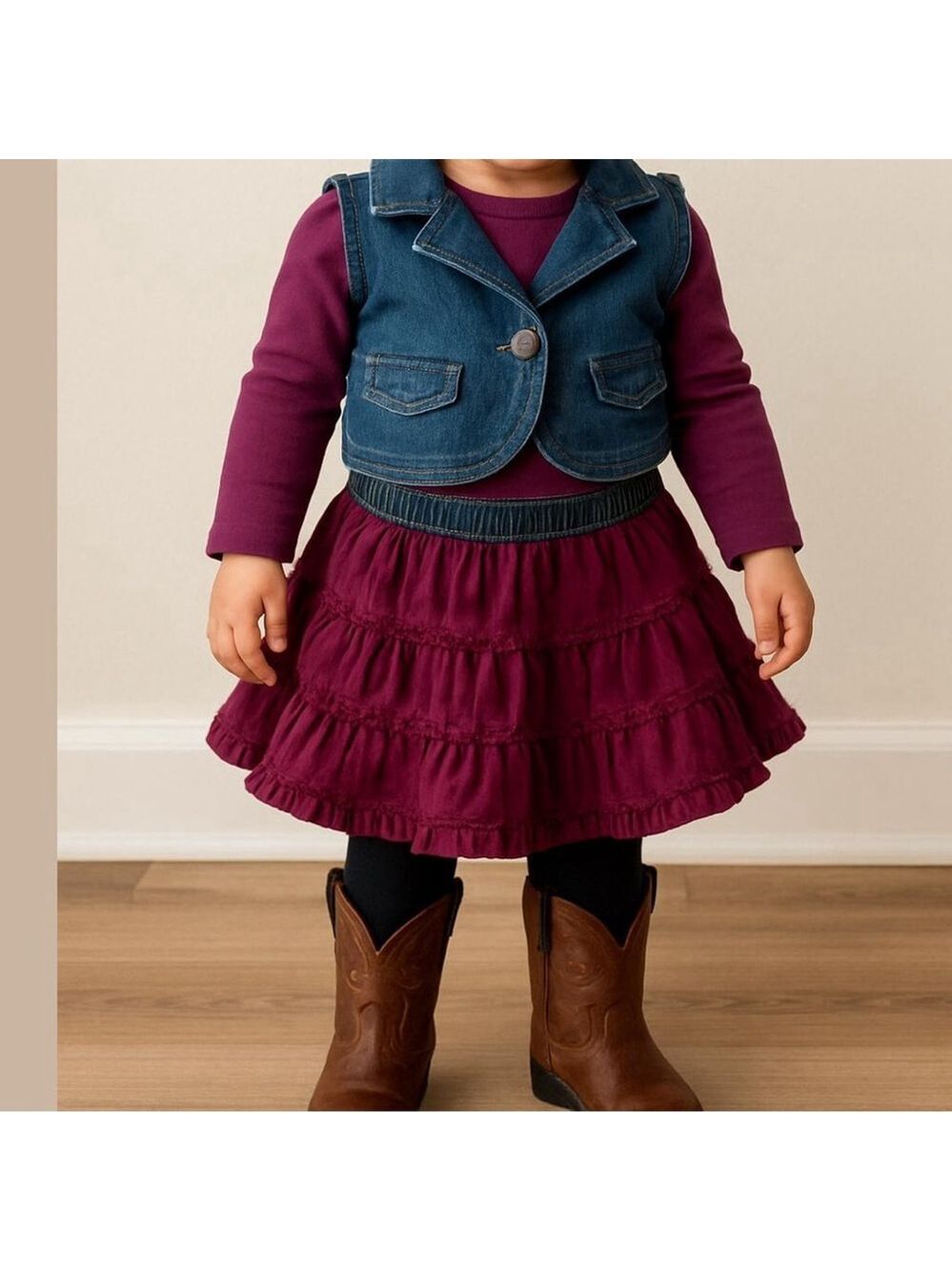 US Polo Denim Vest Corduroy Skirt Set Size 24 Months